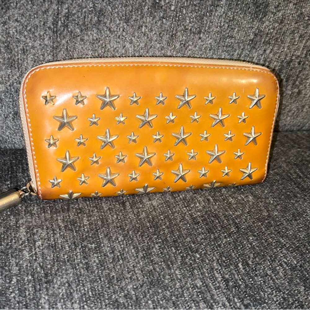 Jimmy Choo Orange Star-Studded Women's Wallet